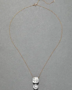 Sterling Silver & 14k Gold Cut Luminous Crystal Drop Pendant Necklace