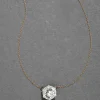 Sterling Silver & 14k Gold Large Cut Luminous Crystal Solitaire Necklace