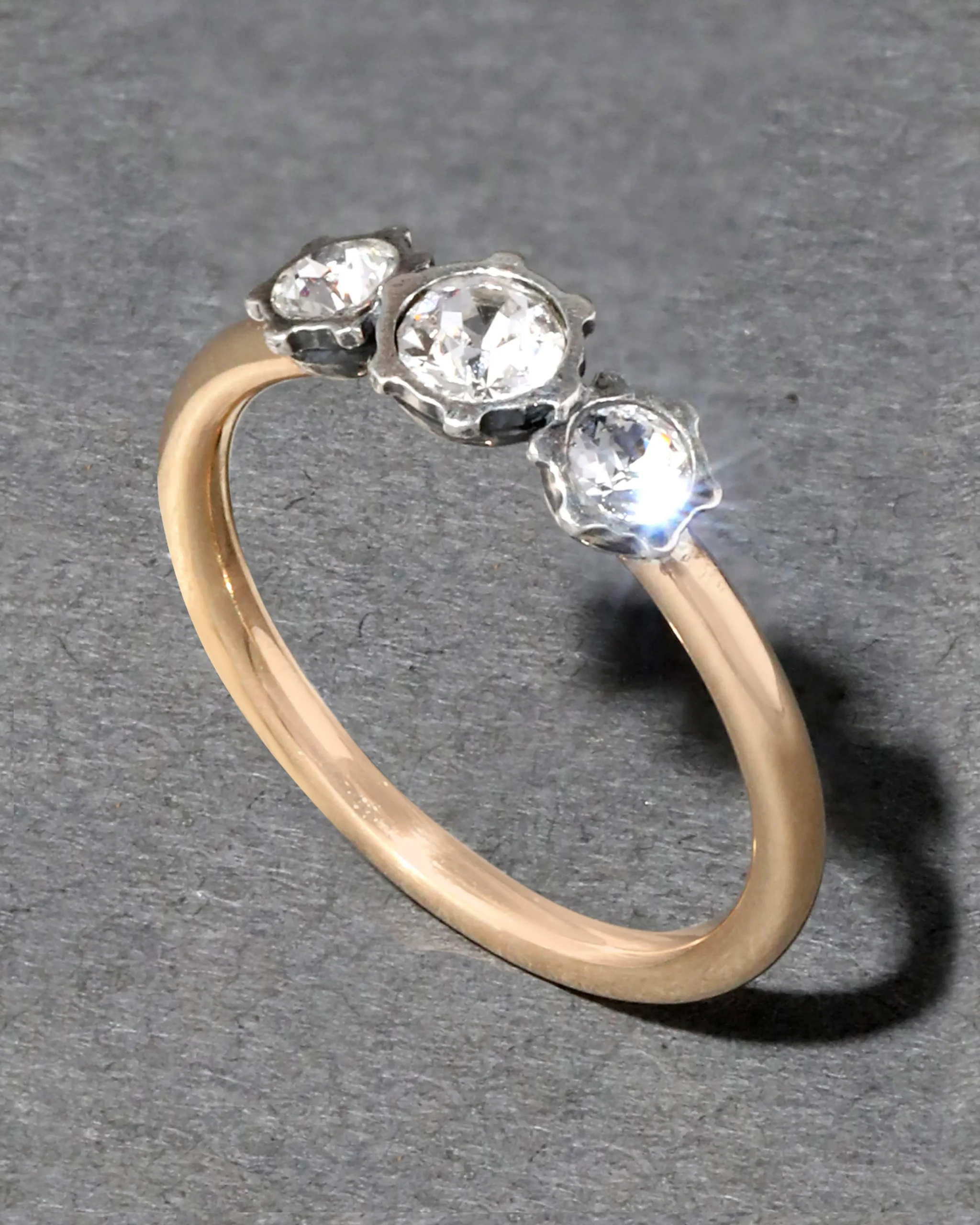 Sterling Silver & 14k Gold Triple Cut Luminous Crystal Ring