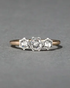 Sterling Silver & 14k Gold Triple Cut Luminous Crystal Ring