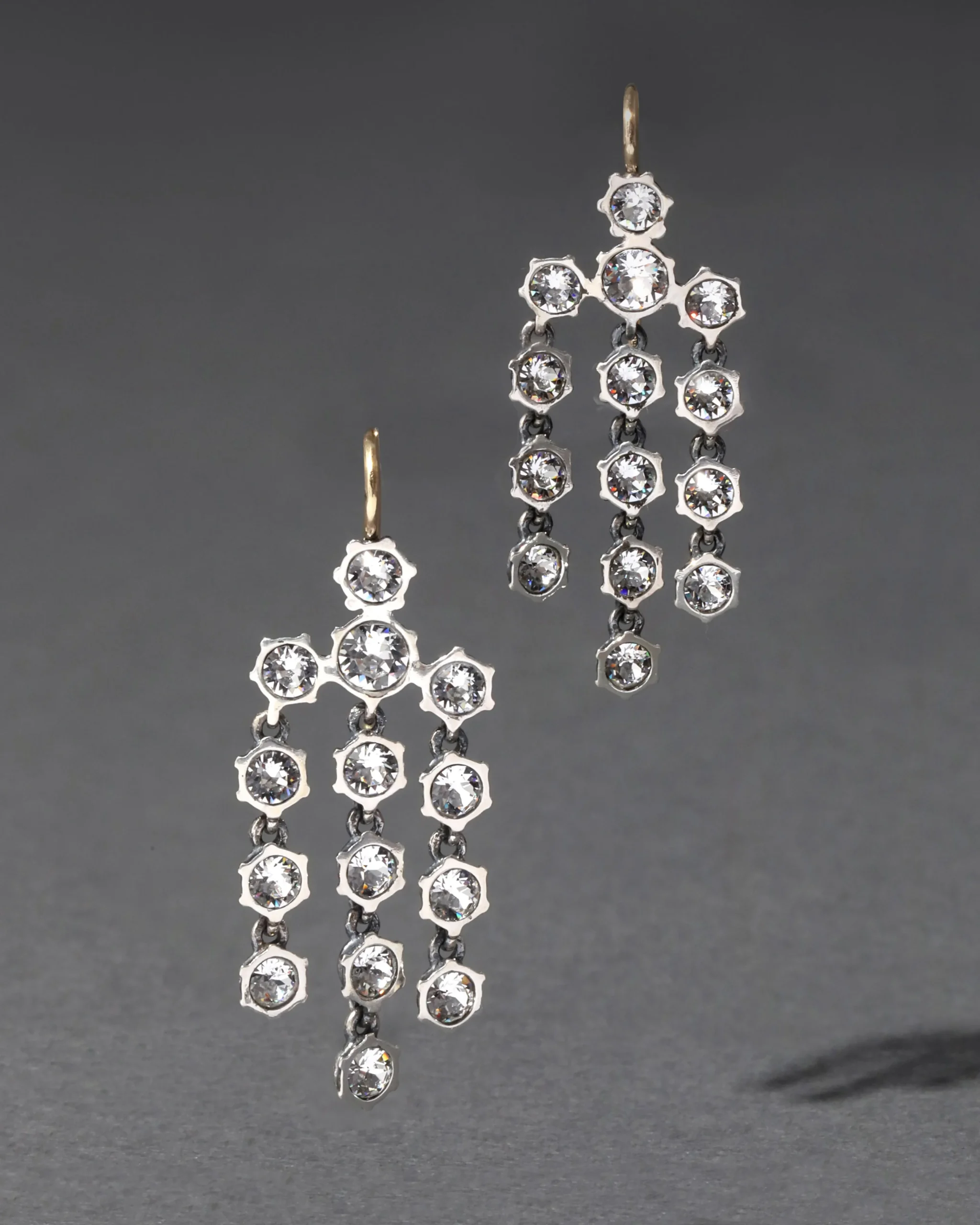 Sterling Silver Cut Luminous Crystal Chandelier Earrings