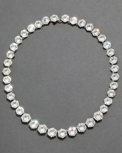 Sterling Silver Round Cut Luminous Crystal Riviera Necklace
