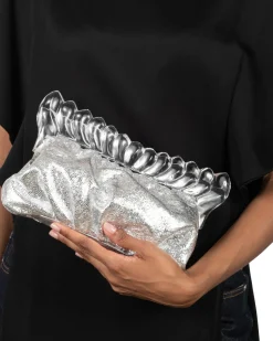 The Pouf Clutch- Silver