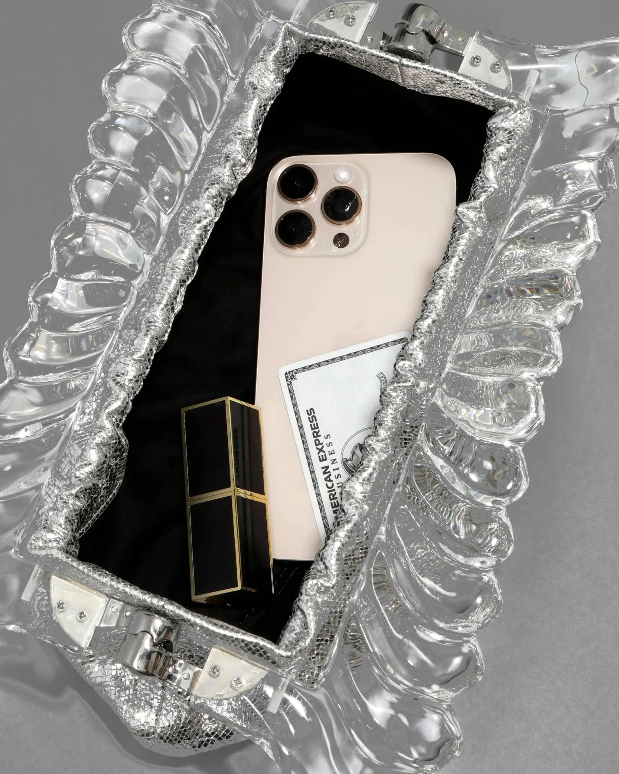 The Pouf Clutch- Silver