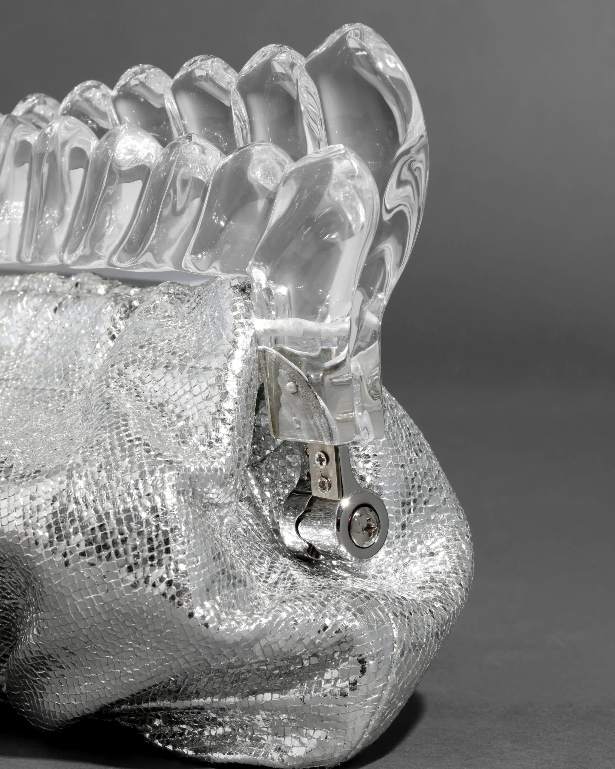 The Pouf Clutch- Silver
