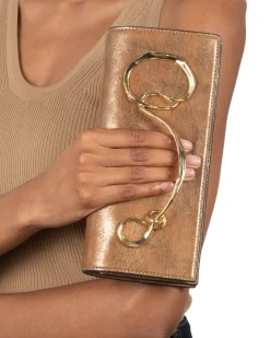 Twisted Gold Side Handle Clutch- Antique Gold