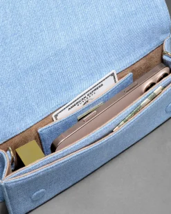 Twisted Gold Side Handle Clutch Purse- Chambray