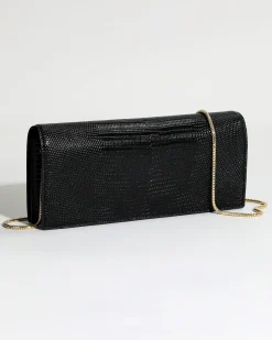 Twisted Gold Side Handle Clutch Purse - Black