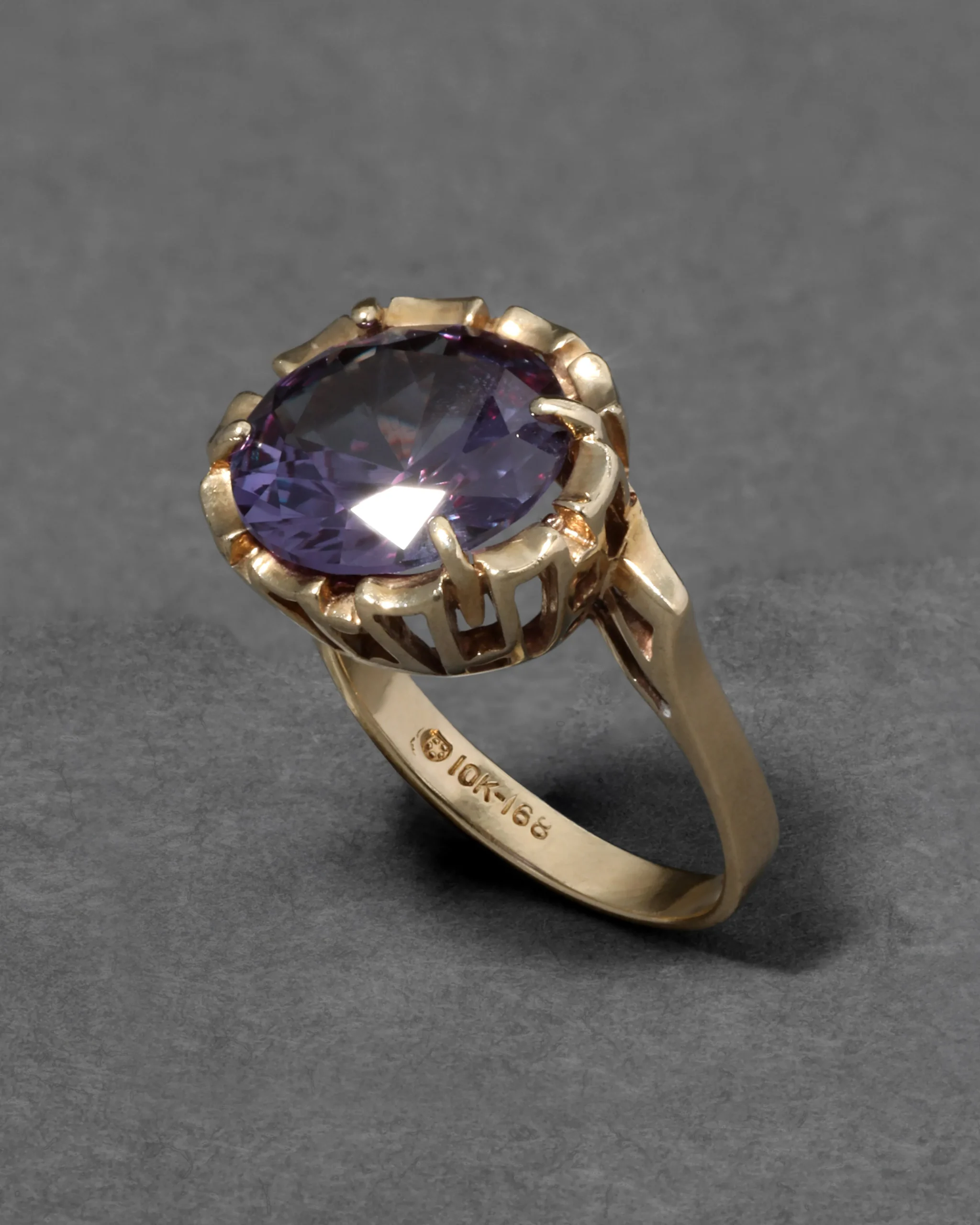 Vintage 1970s 10k Gold & Alexandrite Brutalist Ring