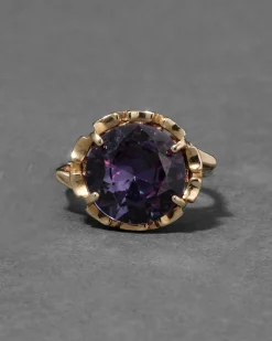 Vintage 1970s 10k Gold & Alexandrite Brutalist Ring