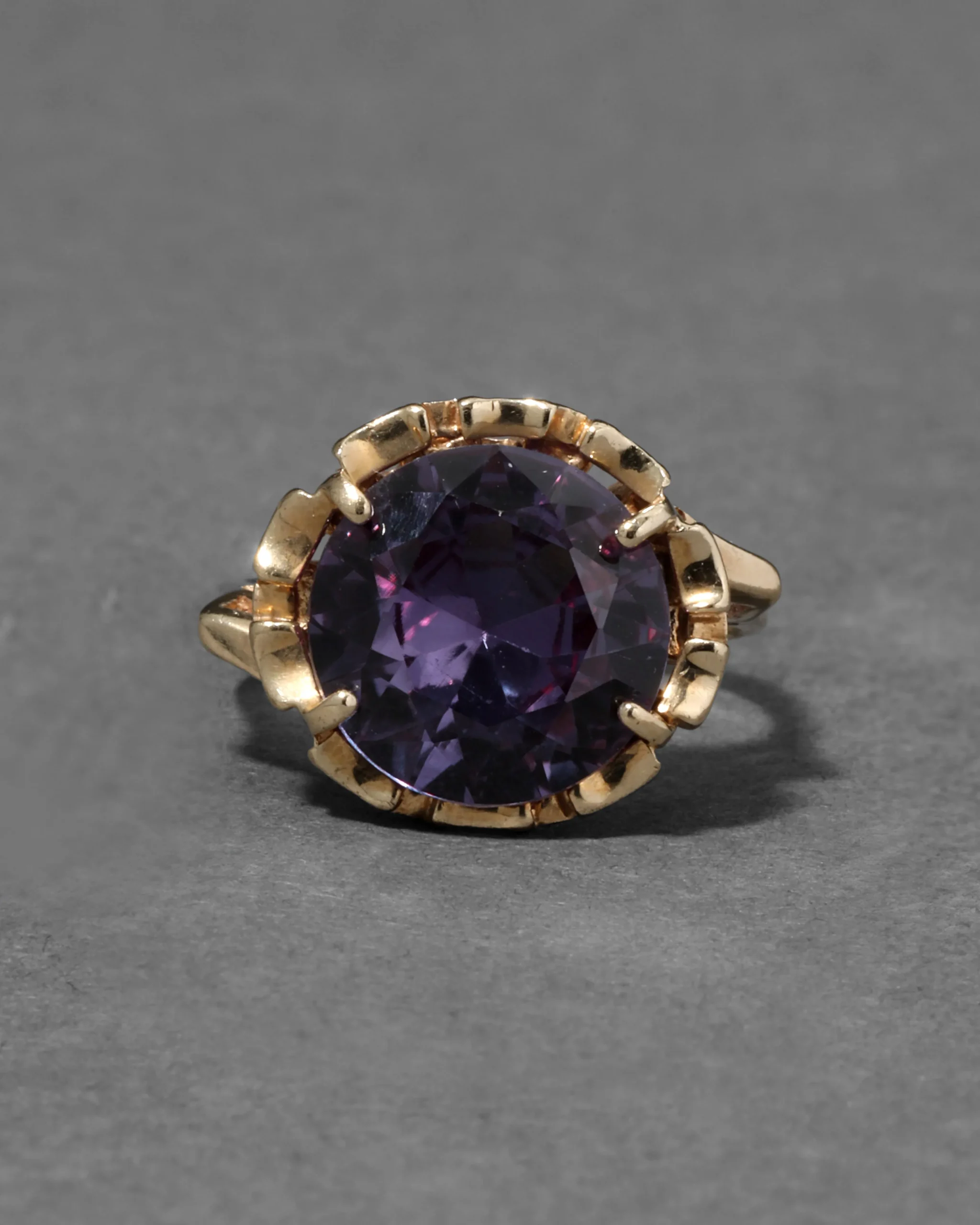 Vintage 1970s 10k Gold & Alexandrite Brutalist Ring