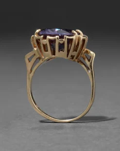 Vintage 1970s 10k Gold & Alexandrite Brutalist Ring