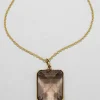 Vintage 1950s 14k Gold & Custom Cut Citrine Pendant Necklace