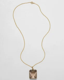 Vintage 1950s 14k Gold & Custom Cut Citrine Pendant Necklace