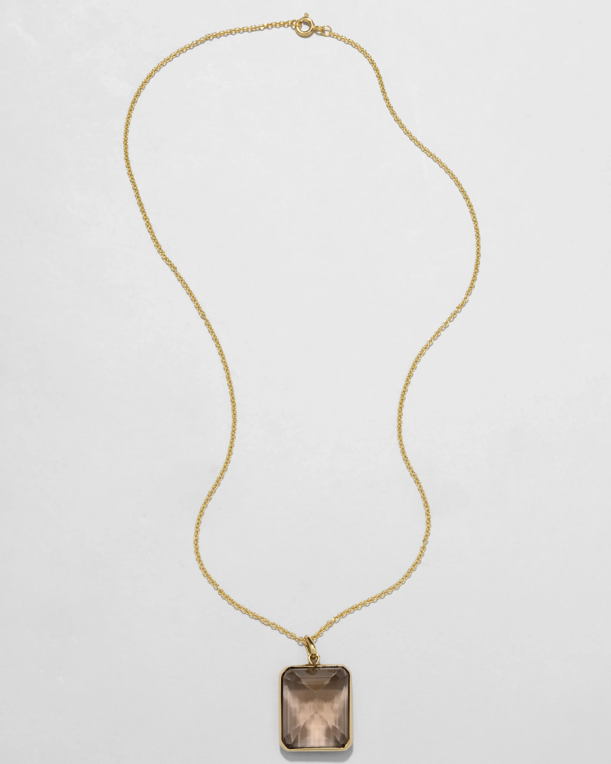Vintage 1950s 14k Gold & Custom Cut Citrine Pendant Necklace