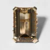 Vintage 1950s 14k Gold Emerald Cut Citrine Cocktail Ring