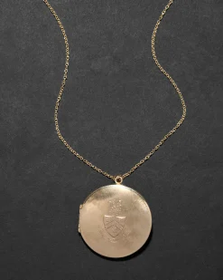 Vintage 1970s 14k Gold Fill Coat of Arms Locket Necklace