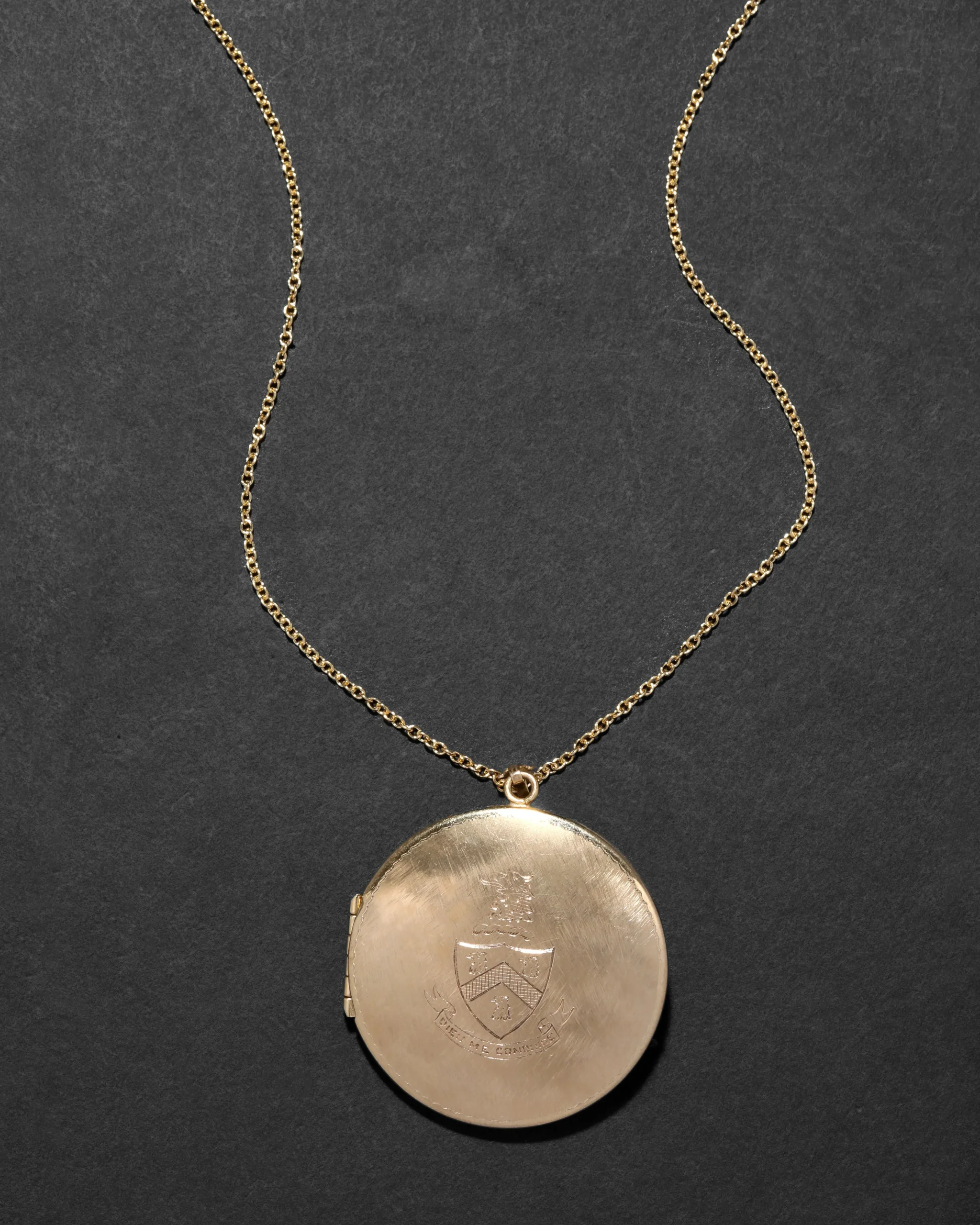 Vintage 1970s 14k Gold Fill Coat of Arms Locket Necklace