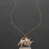 Vintage 1970s 14k Gold Hand Etched Taurus Bull Pendant Necklace