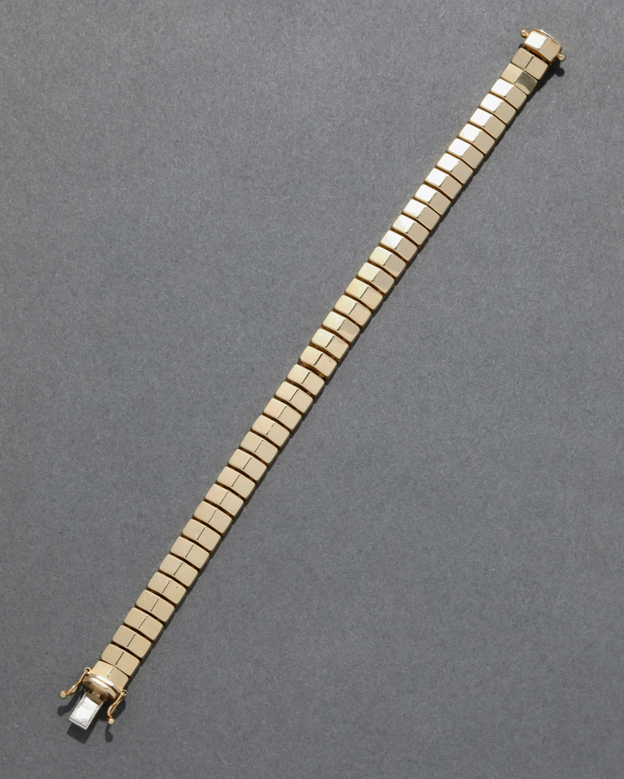 Vintage 1980s 14k Gold Italian Chiclet Bracelet