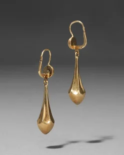 Vintage 1950s 18k Gold Spear Leverback Earring
