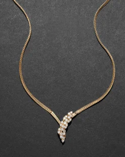 Vintage 1980s 14k Gold with Diamond Snake Head with Gold Tipped Tail Pendant Necklace