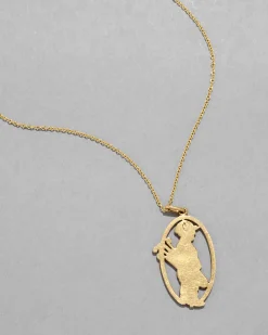 Vintage 1930s 14k Gold with Enamel French Mascot Pendant Necklace