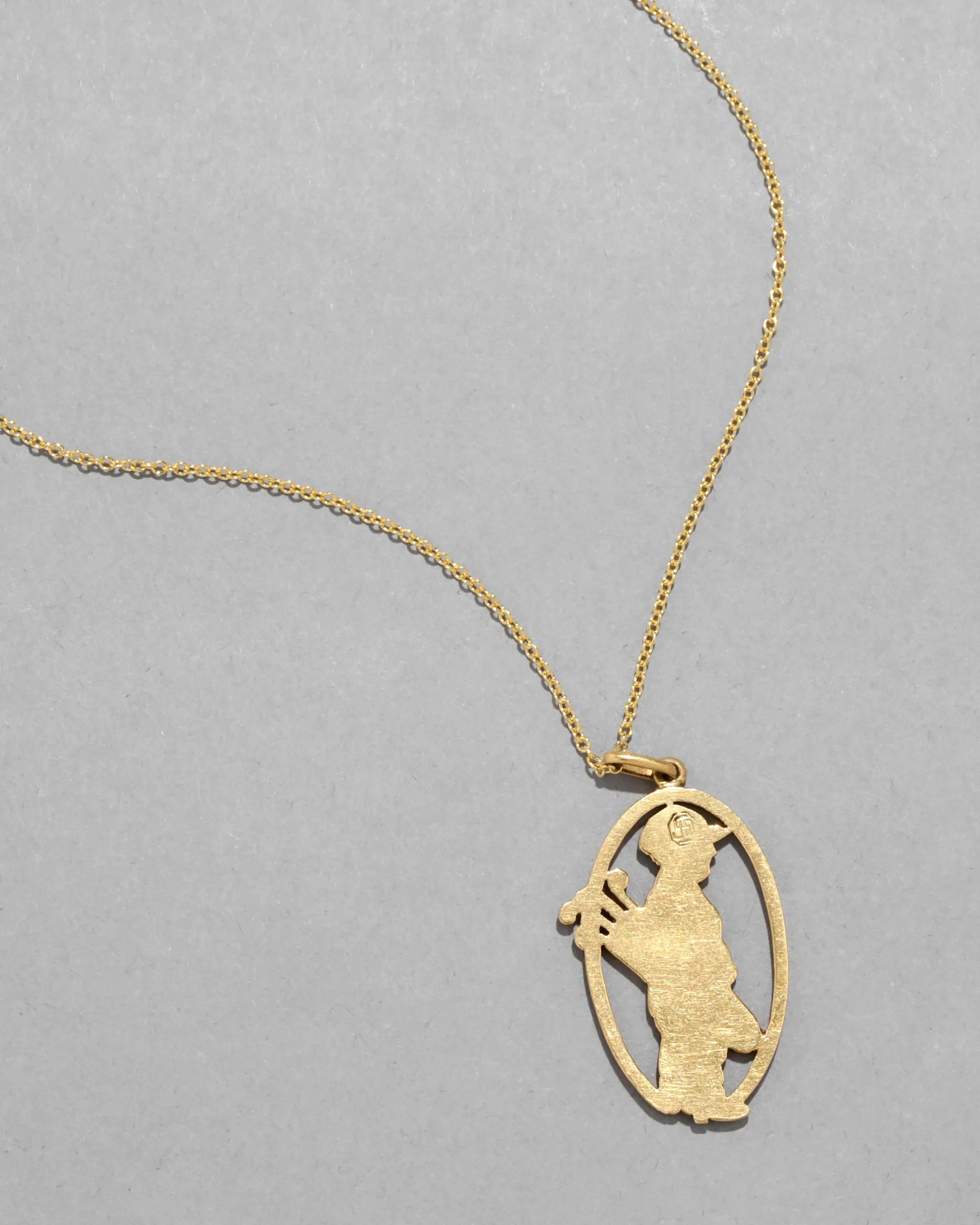 Vintage 1930s 14k Gold with Enamel French Mascot Pendant Necklace