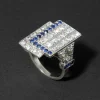 Vintage 1930s 14k White Gold with Sapphire & Diamond Deco Design Ring