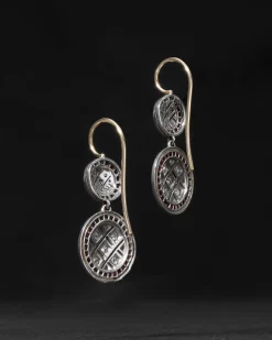 Vintage 1930s Platinum & 14k Gold Ruby & Diamond Deco Drop Earring