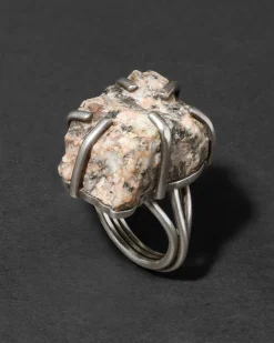 Vintage 1970s Sterling Silver & Astrophylite Handmade Brutalist Ring